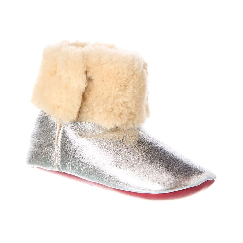 Christian Louboutin Baby Leather Bootie, Silver